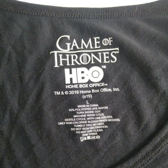 GOT T Shirt Top NWT You Know Nothing Jon Snow Black Game Thrones Large - Picture 5 of 5
